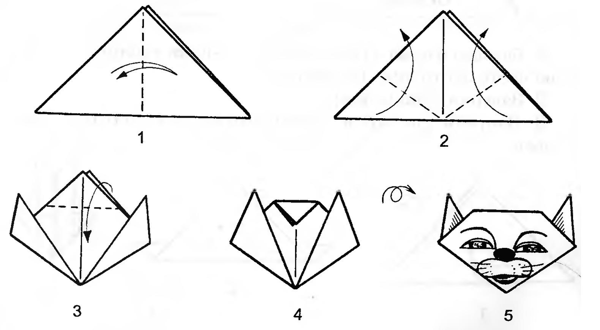 Картинки как сделать кошку оригами