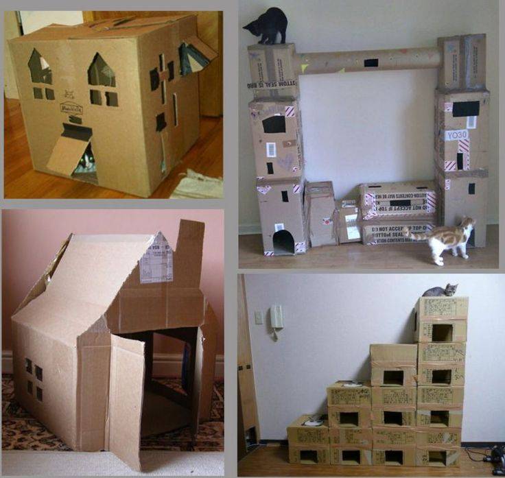 Домик для кошки своими руками из картонной коробки и футболки, многоуровненный. чертежи с размерами, пошаговая инструкция с фото. мастер класс