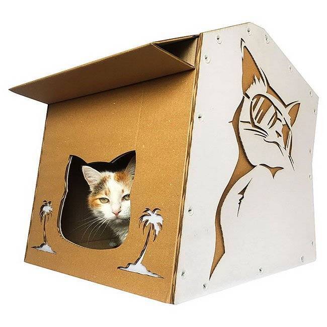 Домик для кошки своими руками из коробки: чертежи и размеры, пошаговая инструкция
