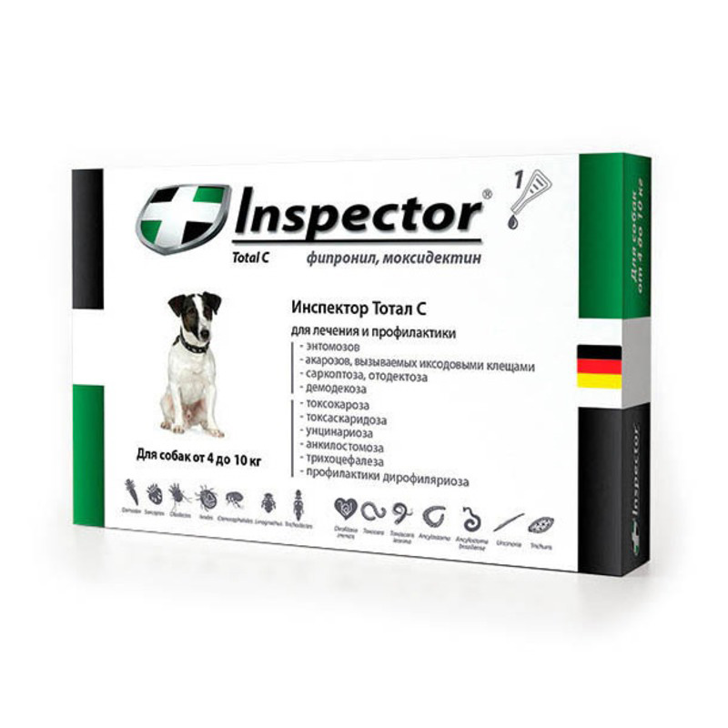 Инспектор (inspector - экопром) i202 капли для собак менее 4кг от внешних и внутренних паразитов