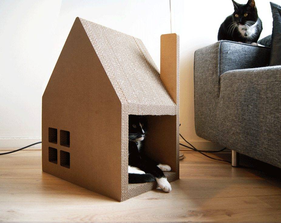 Как сделать домик для кошки из коробки своими руками: чертежи, размеры и инструкция поэтапно- обзор +видео - дизайн для дома