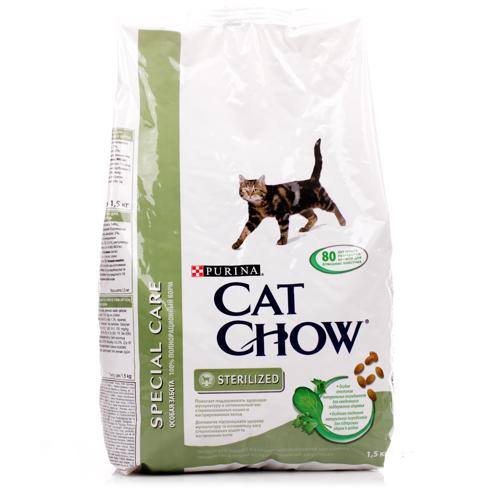 Состав корма для кошек «кэт чау», особенности продукта для котят, стерилизованных и кастрированных питомцев