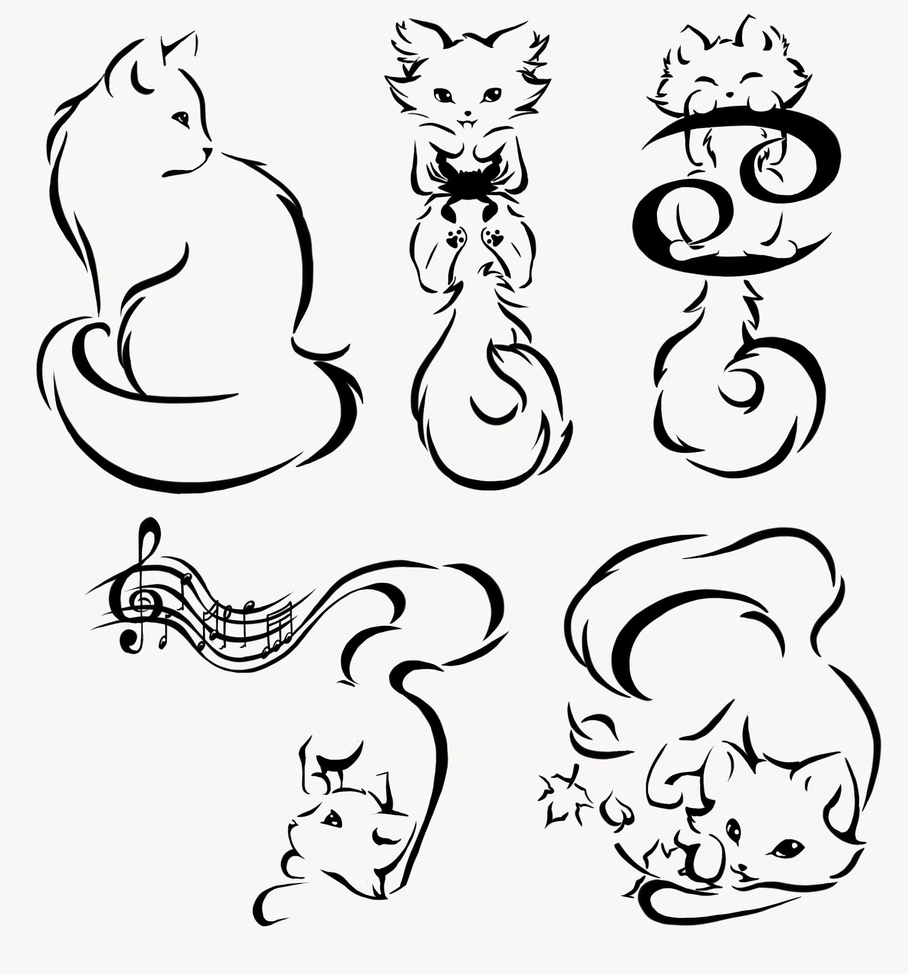 Эскизы татуировок кошка: красивые фото и идеи для татуировки - tattopic.ru