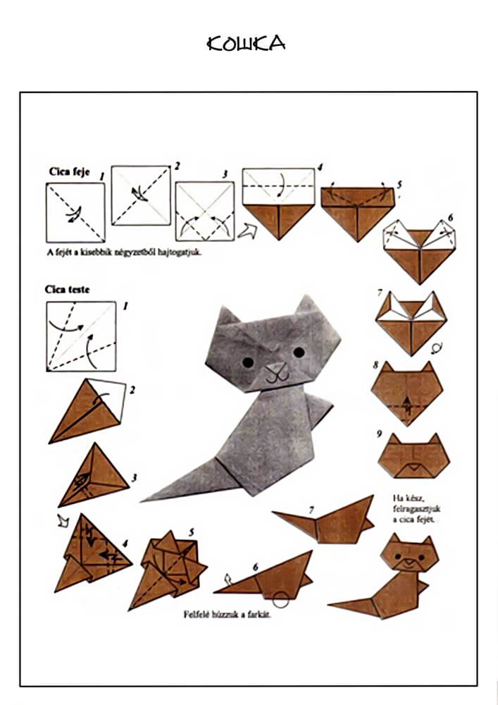 Схема как сделать кота из бумаги