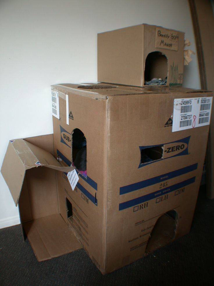 Домик для кошки из картонной коробки своими руками